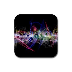 Brush Particles Music Clef Wave Rubber Square Coaster (4 Pack)  by Pakrebo