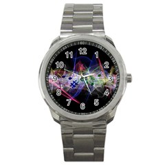 Brush Particles Music Clef Wave Sport Metal Watch by Pakrebo