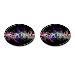 Brush Particles Music Clef Wave Cufflinks (oval) by Pakrebo