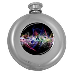 Brush Particles Music Clef Wave Round Hip Flask (5 Oz) by Pakrebo