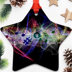 Brush Particles Music Clef Wave Star Ornament (two Sides) by Pakrebo