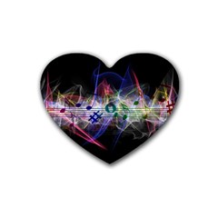 Brush Particles Music Clef Wave Rubber Coaster (heart)  by Pakrebo