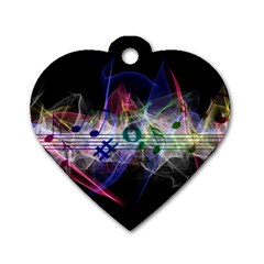 Brush Particles Music Clef Wave Dog Tag Heart (two Sides) by Pakrebo