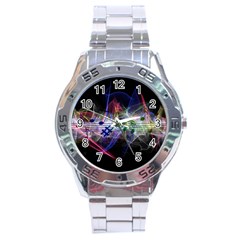 Brush Particles Music Clef Wave Stainless Steel Analogue Watch by Pakrebo