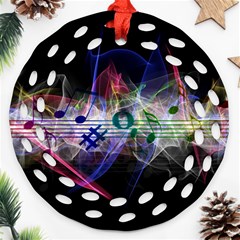 Brush Particles Music Clef Wave Ornament (round Filigree) by Pakrebo