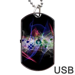 Brush Particles Music Clef Wave Dog Tag Usb Flash (one Side) by Pakrebo