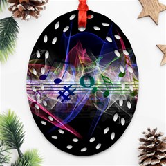 Brush Particles Music Clef Wave Ornament (oval Filigree) by Pakrebo