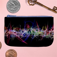 Brush Particles Music Clef Wave Large Coin Purse by Pakrebo