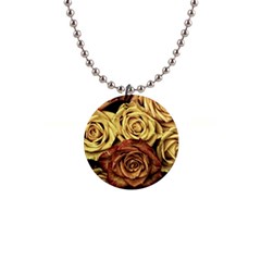 Roses Flowers Love Red Plant 1  Button Necklace by Pakrebo