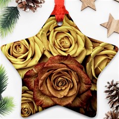 Roses Flowers Love Red Plant Star Ornament (two Sides) by Pakrebo