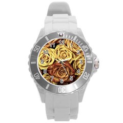 Roses Flowers Love Red Plant Round Plastic Sport Watch (l) by Pakrebo