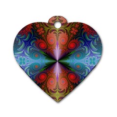 Fractal Fractal Background Design Dog Tag Heart (two Sides) by Pakrebo