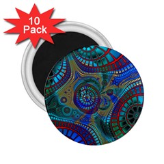 Fractal Abstract Line Wave Design 2 25  Magnets (10 Pack)  by Pakrebo