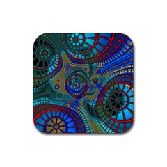 Fractal Abstract Line Wave Design Rubber Coaster (square) 