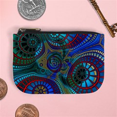 Fractal Abstract Line Wave Design Mini Coin Purse by Pakrebo