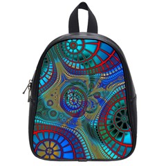 Fractal Abstract Line Wave Design School Bag (small) by Pakrebo