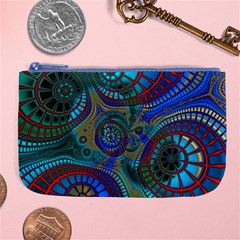 Fractal Abstract Line Wave Design Large Coin Purse by Pakrebo