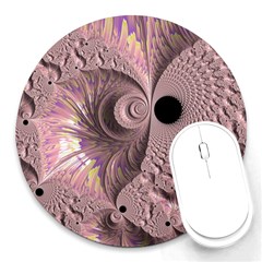 Fractal Tender Rose Cream Round Mousepads by Pakrebo