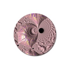 Fractal Tender Rose Cream Magnet 3  (round) by Pakrebo