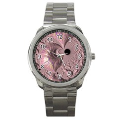 Fractal Tender Rose Cream Sport Metal Watch by Pakrebo