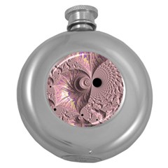 Fractal Tender Rose Cream Round Hip Flask (5 Oz) by Pakrebo