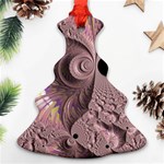 Fractal Tender Rose Cream Christmas Tree Ornament (Two Sides) Front