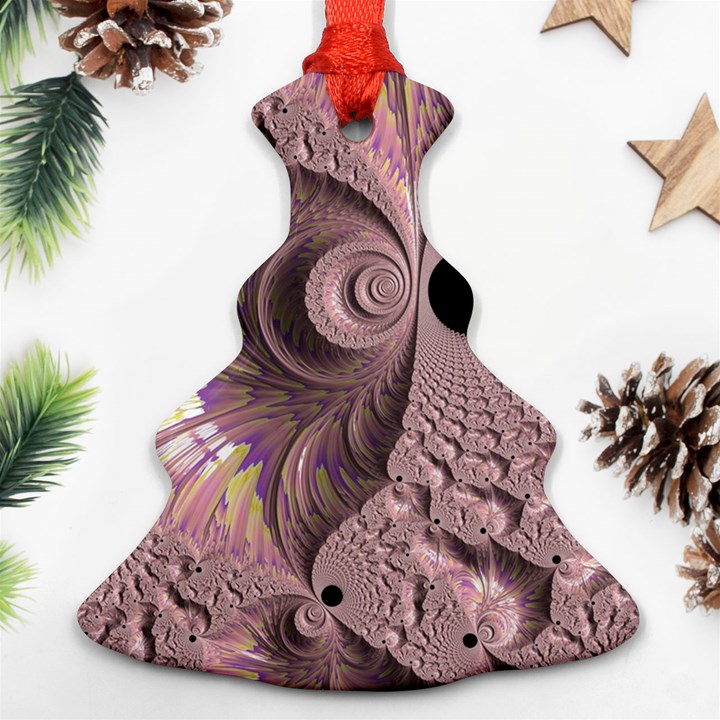 Fractal Tender Rose Cream Christmas Tree Ornament (Two Sides)