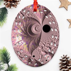 Fractal Tender Rose Cream Ornament (oval Filigree) by Pakrebo