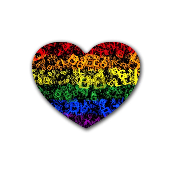 Lgbt Pride Rainbow Gay Lesbian Rubber Coaster (Heart) 