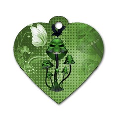 Funny Mushroom Skulls With Crow And Butterflies Dog Tag Heart (one Side) by FantasyWorld7