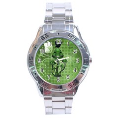 Funny Mushroom Skulls With Crow And Butterflies Stainless Steel Analogue Watch by FantasyWorld7