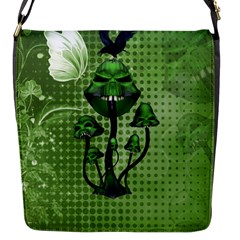 Funny Mushroom Skulls With Crow And Butterflies Flap Closure Messenger Bag (s) by FantasyWorld7