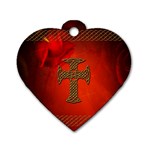 Wonderful Celtic Cross On Vintage Background Dog Tag Heart (Two Sides) Front