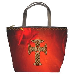 Wonderful Celtic Cross On Vintage Background Bucket Bag by FantasyWorld7