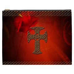 Wonderful Celtic Cross On Vintage Background Cosmetic Bag (xxxl) by FantasyWorld7