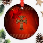 Wonderful Celtic Cross On Vintage Background Ornament (Round) Front