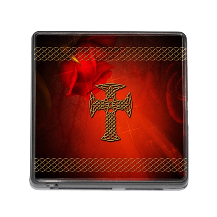 Wonderful Celtic Cross On Vintage Background Memory Card Reader (Square 5 Slot)