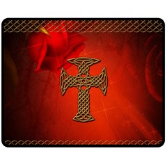 Wonderful Celtic Cross On Vintage Background Fleece Blanket (medium) 