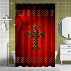 Wonderful Celtic Cross On Vintage Background Shower Curtain 48  X 72  (small)  by FantasyWorld7