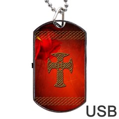 Wonderful Celtic Cross On Vintage Background Dog Tag Usb Flash (one Side) by FantasyWorld7