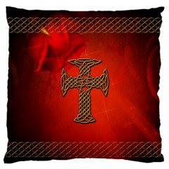 Wonderful Celtic Cross On Vintage Background Large Cushion Case (one Side) by FantasyWorld7