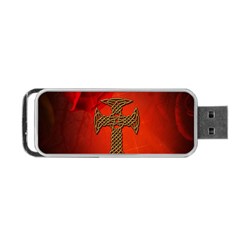 Wonderful Celtic Cross On Vintage Background Portable Usb Flash (two Sides) by FantasyWorld7