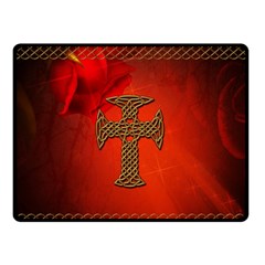 Wonderful Celtic Cross On Vintage Background Double Sided Fleece Blanket (small)  by FantasyWorld7