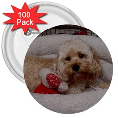 Cockapoo In Dog s Bed 3  Buttons (100 Pack)  by pauchesstore