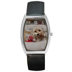 Cockapoo In Dog s Bed Barrel Style Metal Watch by pauchesstore