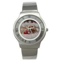 Cockapoo In Dog s Bed Stainless Steel Watch by pauchesstore