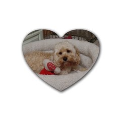 Cockapoo In Dog s Bed Rubber Coaster (heart)  by pauchesstore