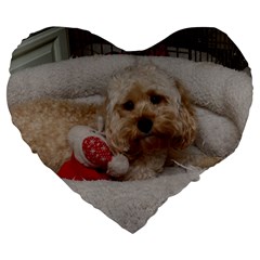 Cockapoo In Dog s Bed Large 19  Premium Heart Shape Cushions by pauchesstore