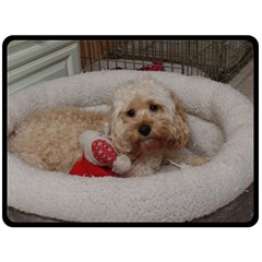 Cockapoo In Dog s Bed Double Sided Fleece Blanket (large)  by pauchesstore