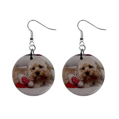 Cockapoo In Dog s Bed Mini Button Earrings by pauchesstore